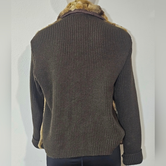 Essentials by Milano Leopard Print Ramie Jacket size L Brown Long Sleeve - Picture 2 of 8